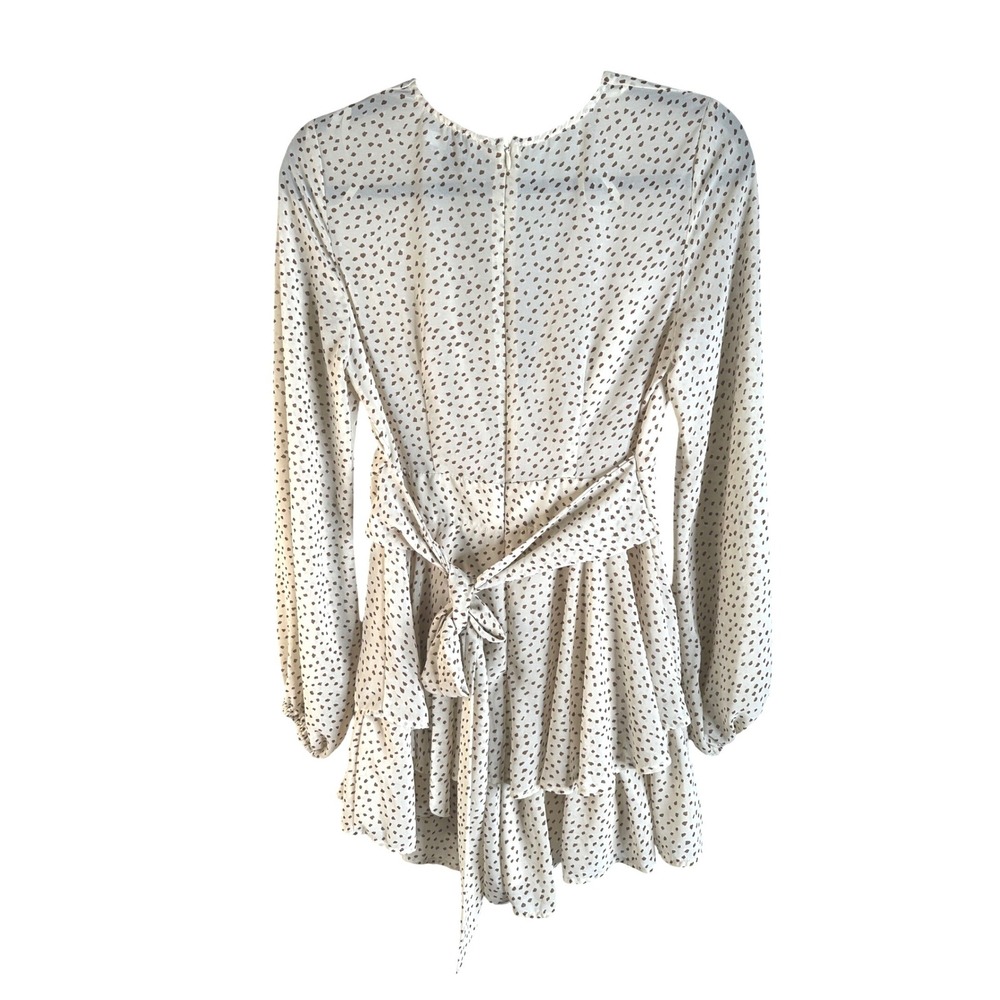Princess Polly Cream Brown Polka Dot Summer Casual Ruffle V-Neck Romper Size 6 - Picture 5 of 7